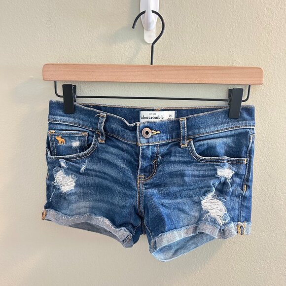 abercrombie kids Other - Abercrombie Kids Denim Shorts Girls Size 14 Jean Short Low Rise Distressed Blue